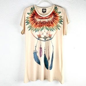 AMERI MODE | 🪶Boho Dreamcatcher Feathers Print T-Shirt Tunic Top